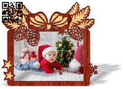 Christmas photo frame E0017446 file cdr and dxf free vector download for laser cut