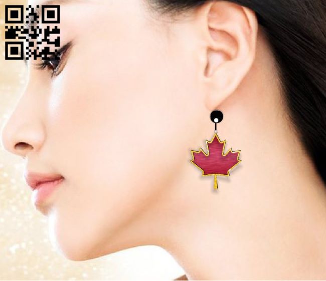 Maple leaf earring E0017532 file cdr and dxf free vector download for laser cut plasma