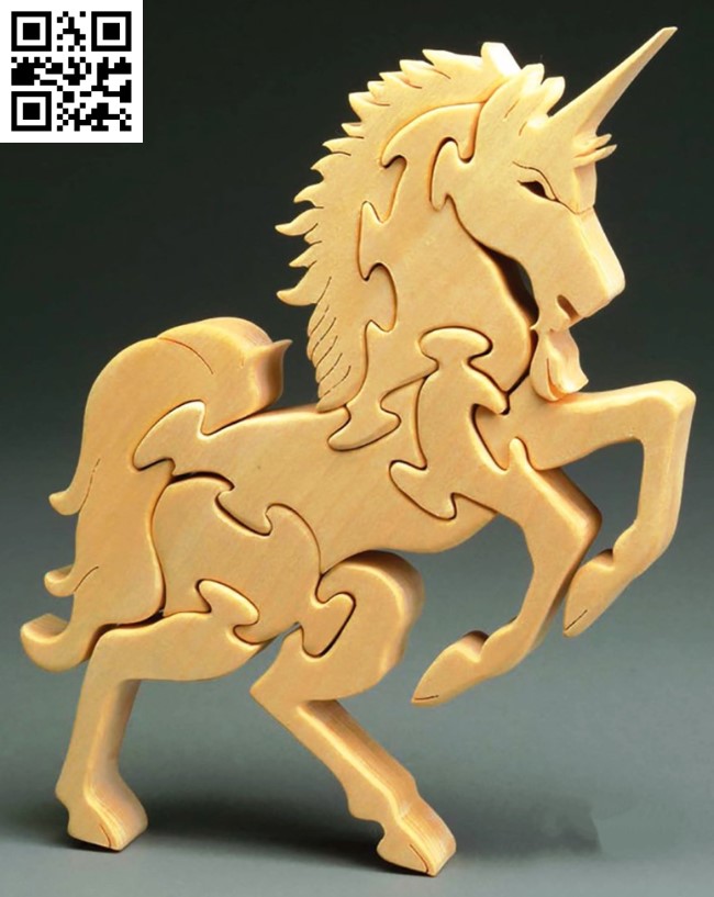 Unicorn puzzle E0017578 file cdr and dxf free vector download for cnc cut