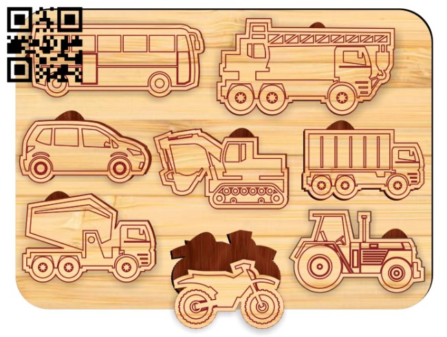 Vehicle puzzle E0017511 file cdr and dxf free vector download for laser cut