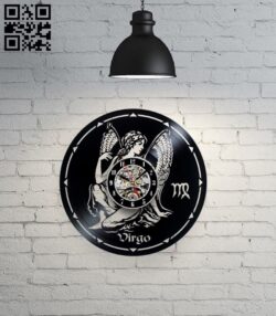 Virgo zodiac clock E0017462 file cdr and dxf free vector download for laser cut
