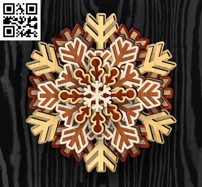 3D Snowflake E0017658 file cdr and dxf free vector download for laser cut