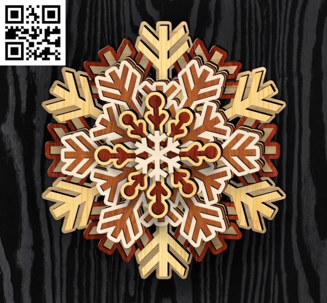 3D Snowflake E0017658 file cdr and dxf free vector download for laser ...