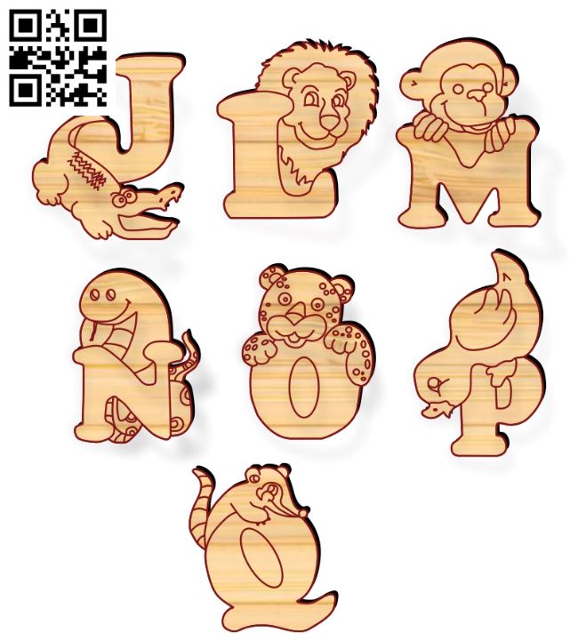 Animal alphabet E0017697 file cdr and dxf free vector download for laser cut