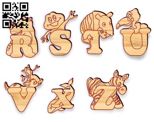 Animal alphabet E0017718 file cdr and dxf free vector download for laser cut