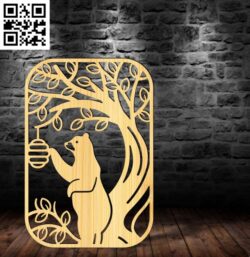 Bear with hive E0017741 file cdr and dxf free vector download for Laser cut plasma