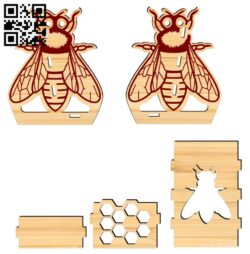 Bee card holder  E0017771 file cdr and dxf free vector download for Laser cut