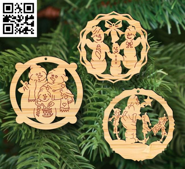 Christmas Ornament E0017784 file cdr and dxf free vector download for Laser cut