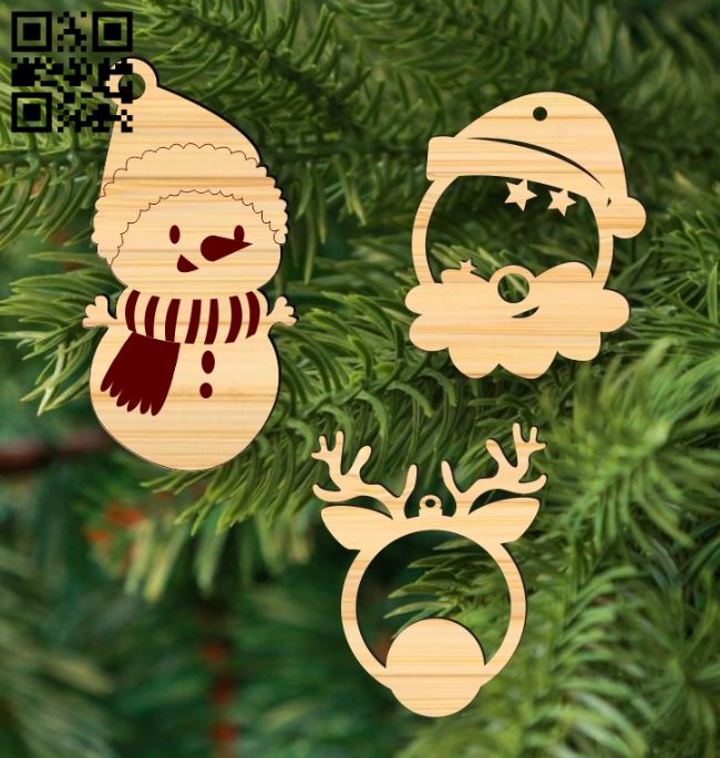 Christmas Ornament E0017785 file cdr and dxf free vector download for Laser cut