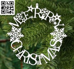 Christmas Wreath E0017786 file cdr and dxf free vector download for Laser cut