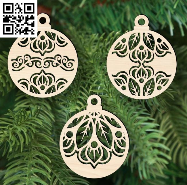 Christmas ball E0017715 file cdr and dxf free vector download for laser cut