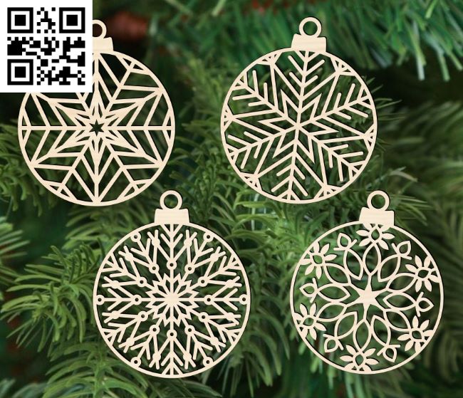 Christmas ball E0017726 file cdr and dxf free vector download for Laser cut