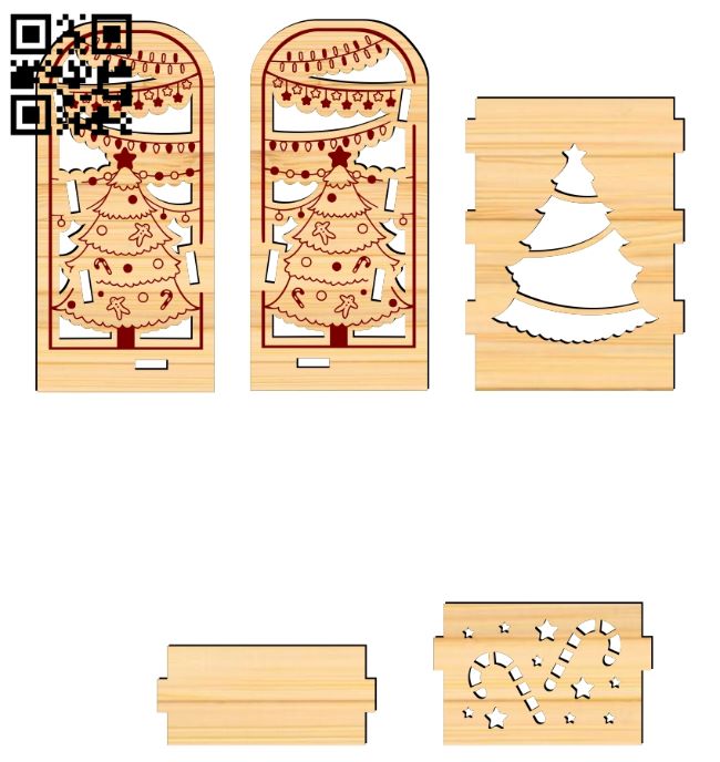 Christmas card holder E0017804 file cdr and dxf free vector download for Laser cut