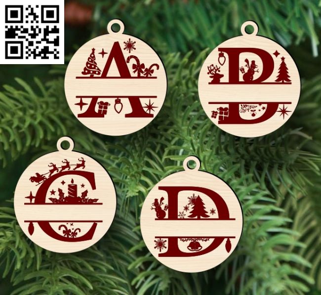 Christmas monogram E0017733 file cdr and dxf free vector download for print or laser engraving machine