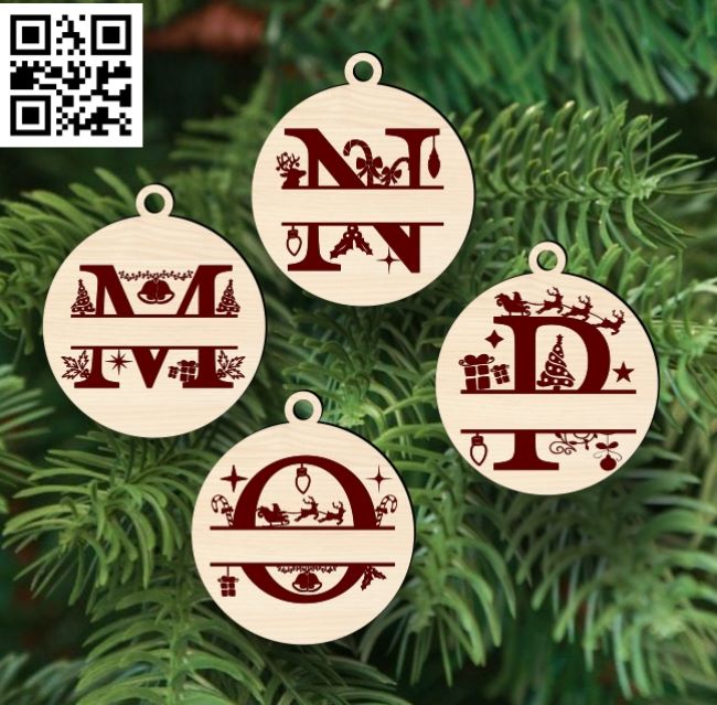 Christmas monogram E0017805 file cdr and dxf free vector download for Laser cutChristmas monogram E0017805 file cdr and dxf free vector download for Laser cut