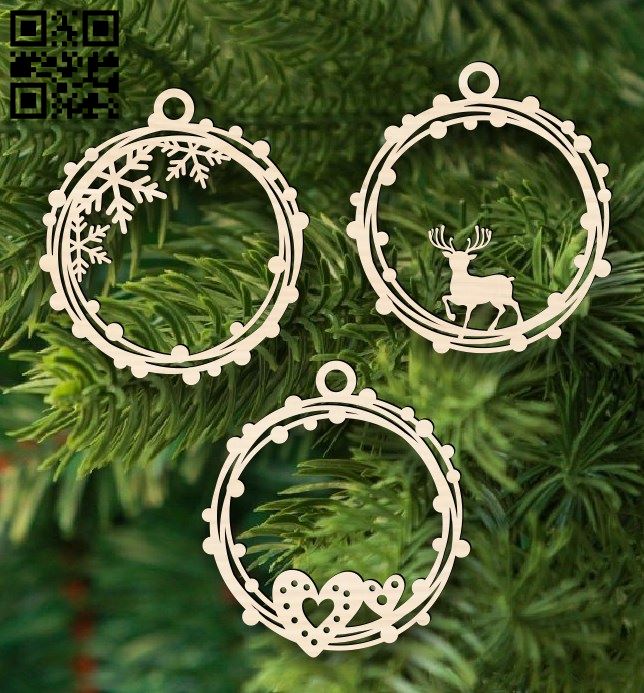 Christmas ornament E0017629 file cdr and dxf free vector download for laser cut