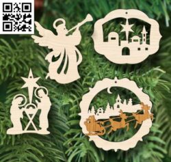 Christmas ornament E0017635 file cdr and dxf free vector download for laser cut