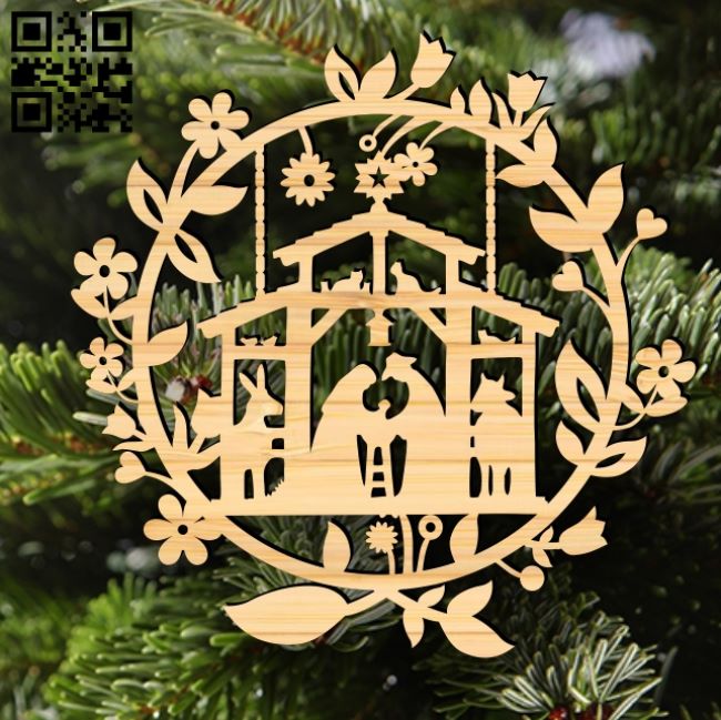 Christmas ornament E0017735 file cdr and dxf free vector download for Laser cut