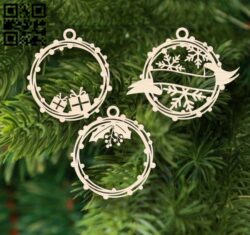 Christmas ornament E0017744 file cdr and dxf free vector download for Laser cut