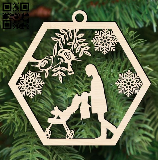 Christmas ornament E0017755 file cdr and dxf free vector download for Laser cut
