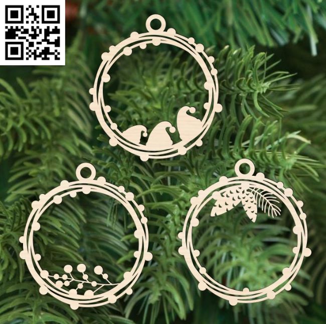 Christmas ornament E0017789 file cdr and dxf free vector download for Laser cut
