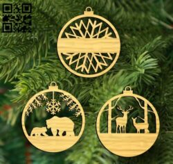 Christmas ornament E0017802 file cdr and dxf free vector download for Laser cut