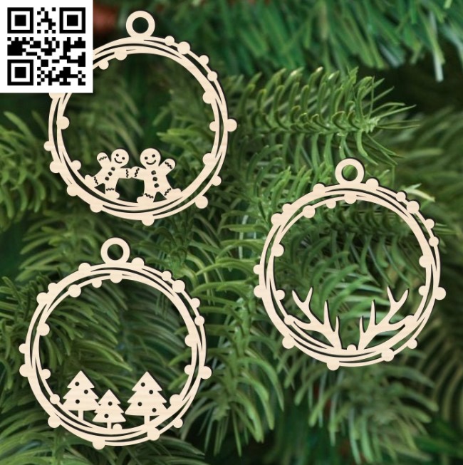 Christmas ornaments E0017677 file cdr and dxf free vector download for laser cut plasma