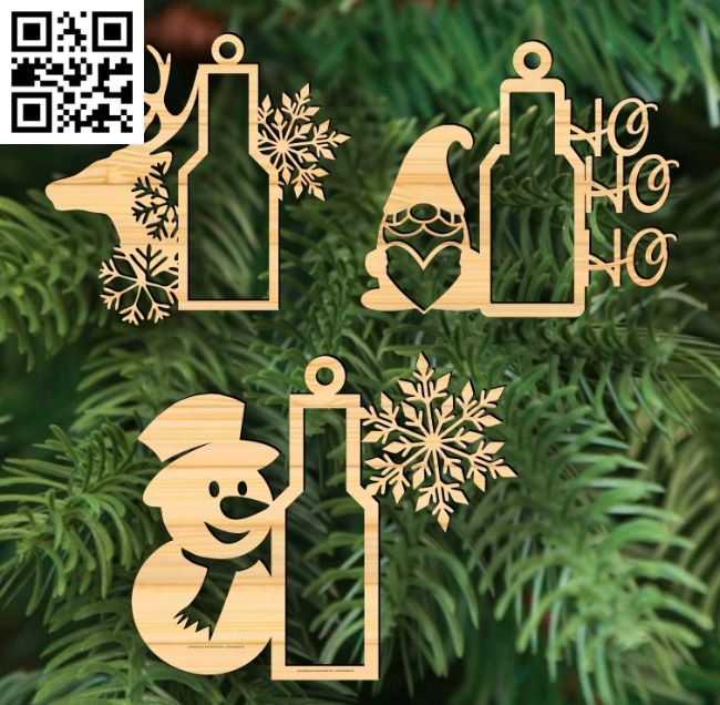 Christmas ornaments E0017720 file cdr and dxf free vector download for laser cut