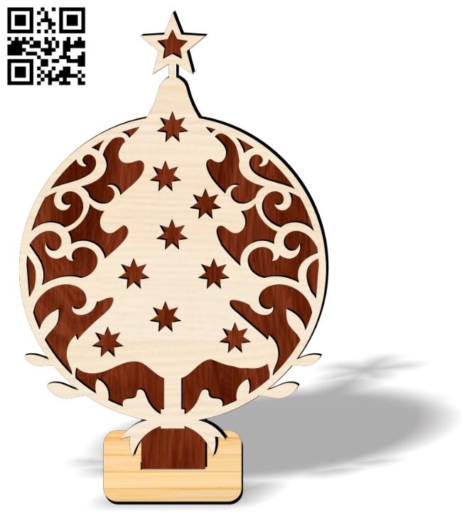 Christmas tree E0017683 file cdr and dxf free vector download for laser cut