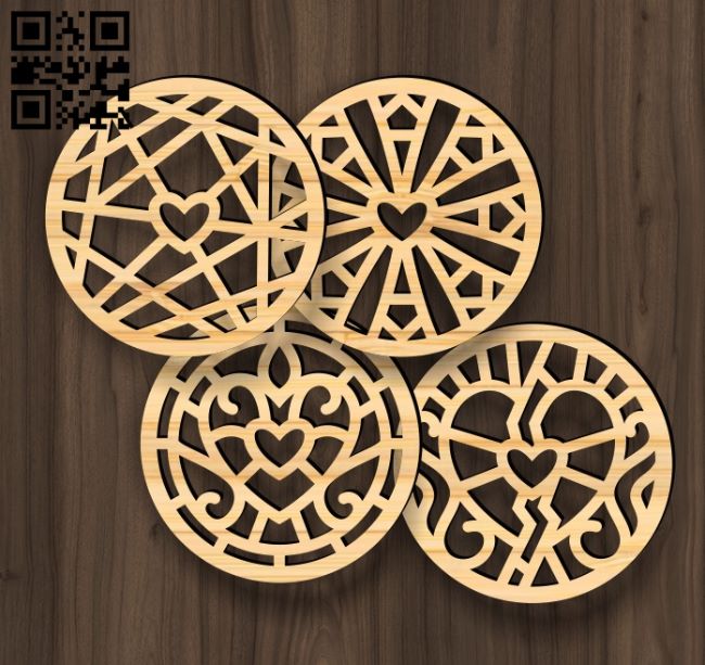Coasters E0017746 file cdr and dxf free vector download for Laser cut