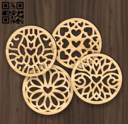 Coasters E0017747 file cdr and dxf free vector download for Laser cut