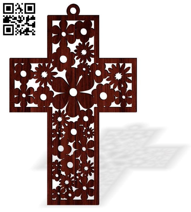 Cross with flowers E0017640 file cdr and dxf free vector download for laser cut