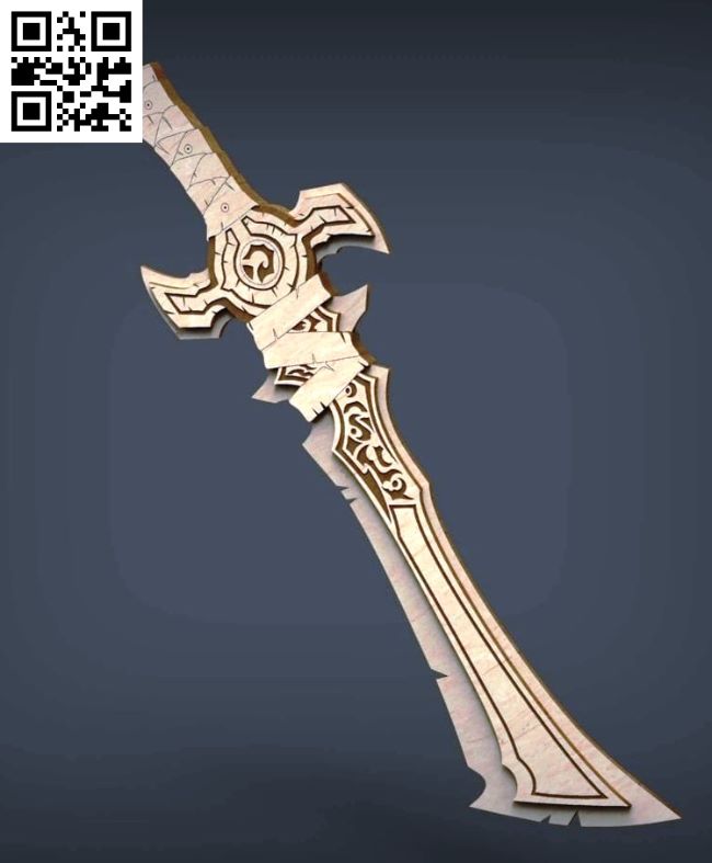 Fantasy sword E0017619 file cdr and dxf free vector download for laser cut