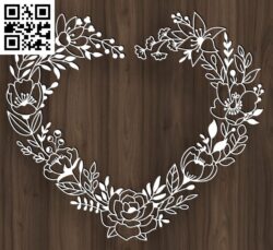 Floral heart frame E0017717 file cdr and dxf free vector download for laser cut