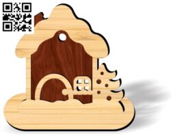 Gingerbread house E0017776 file cdr and dxf free vector download for Laser cut
