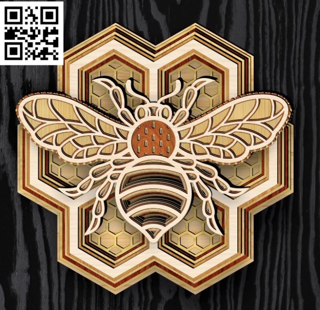 Layered bee E0017803 file cdr and dxf free vector download for Laser cut