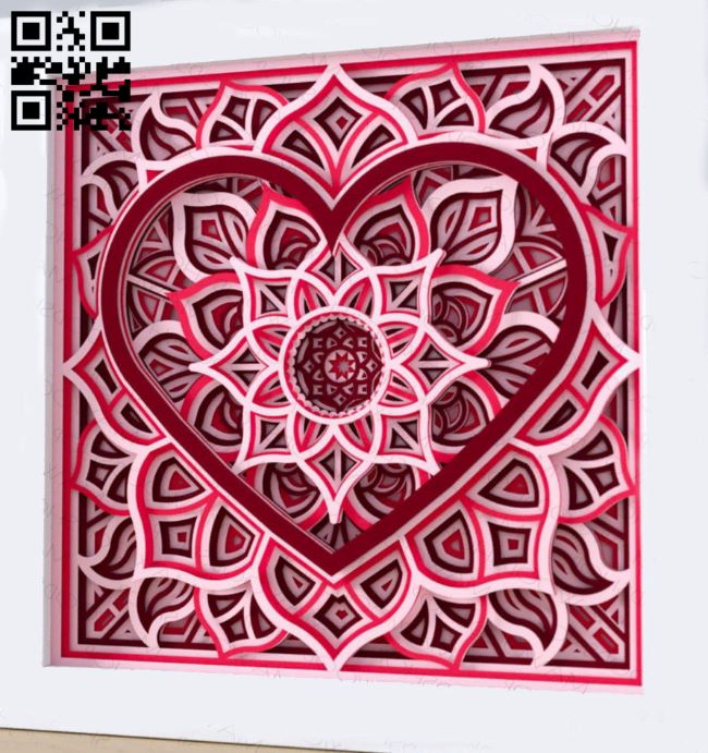 Layered heart mandala E0017725 file cdr and dxf free vector download for Laser cut