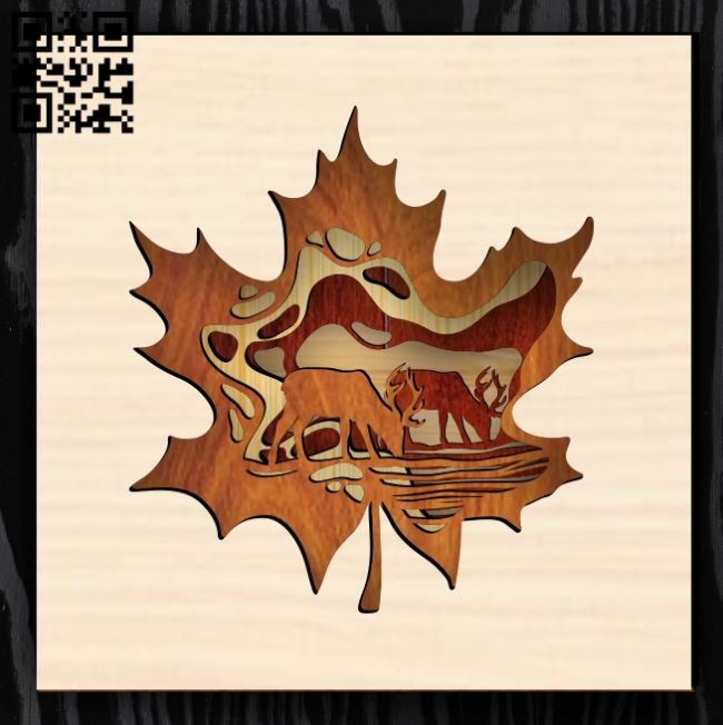 Layered maple leaf E0017796 file cdr and dxf free vector download for Laser cut