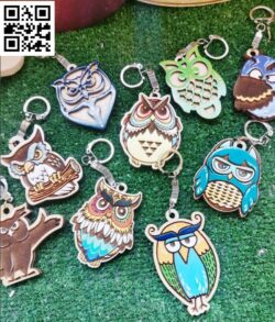 Owl key chain E0017800 file cdr and dxf free vector download for Laser cut
