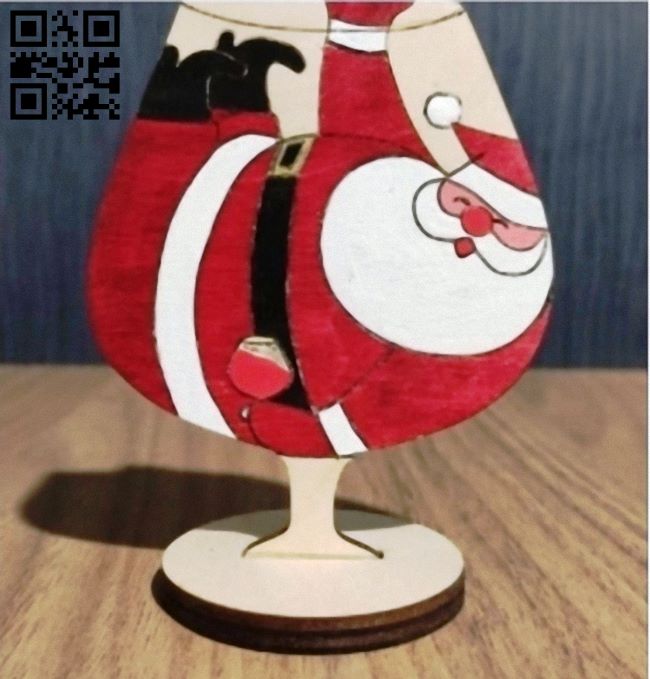 Santa Claus in a glass E0017732 file cdr and dxf free vector download for Laser cut