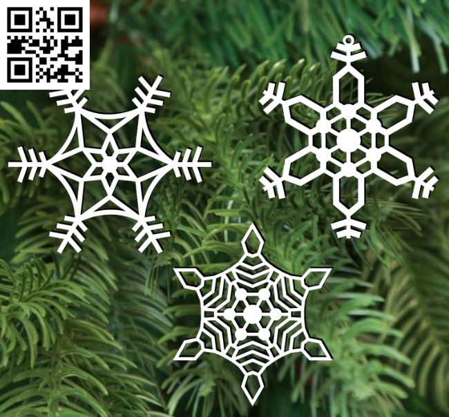 Snowflakes E0017787 file cdr and dxf free vector download for Laser cut