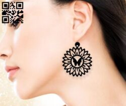 Sunflower earring E0017710 file cdr and dxf free vector download for laser cut
