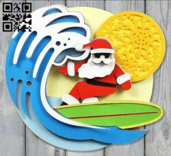 Surfing Santa E0017630 file cdr and dxf free vector download for laser cut