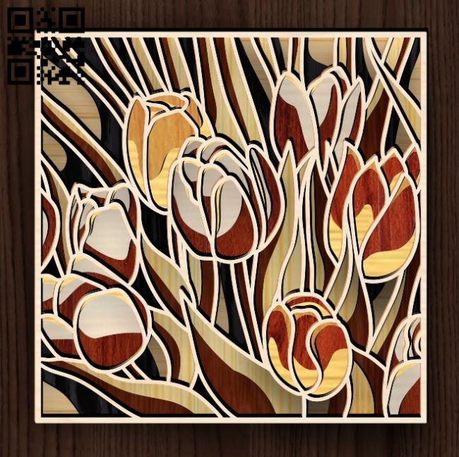 Layered tulips E0017900 file cdr and dxf free vector download for Laser cut