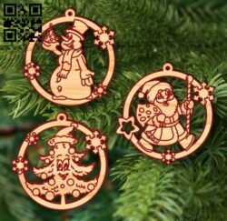 Christmas Ornament E0017938 file cdr and dxf free vector download for Laser cut