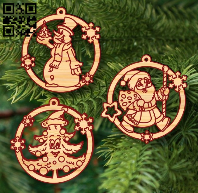 Christmas Ornament E0017938 file cdr and dxf free vector download for Laser cut