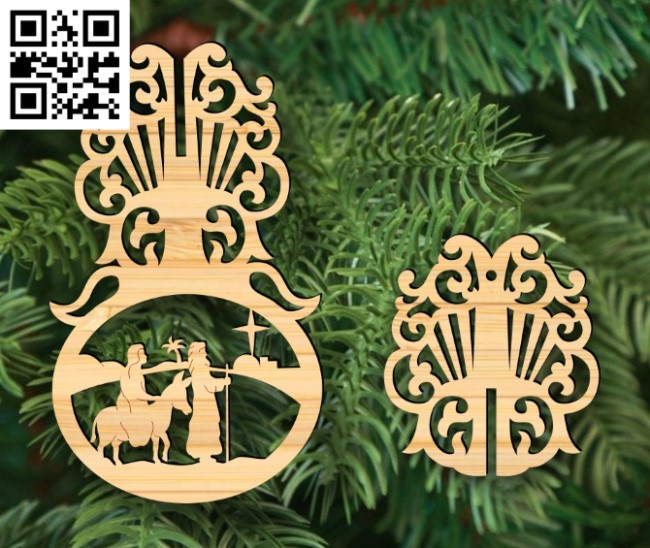 3D Christmas ball E0017868 file cdr and dxf free vector download for Laser cut