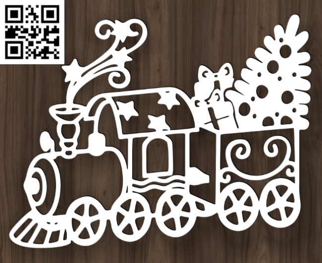Christmas Locomotive E0017945 file cdr and dxf free vector download for Laser cut