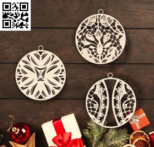 Christmas Ornament E0017932 file cdr and dxf free vector download for Laser cut
