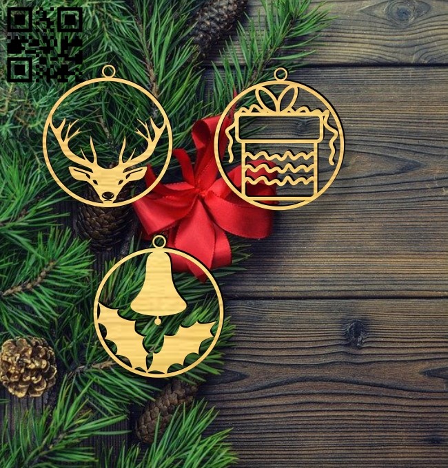 Christmas Ornament E0017933 file cdr and dxf free vector download for Laser cut